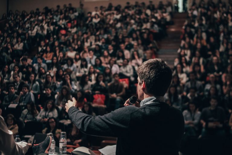 Businessman giving a speech