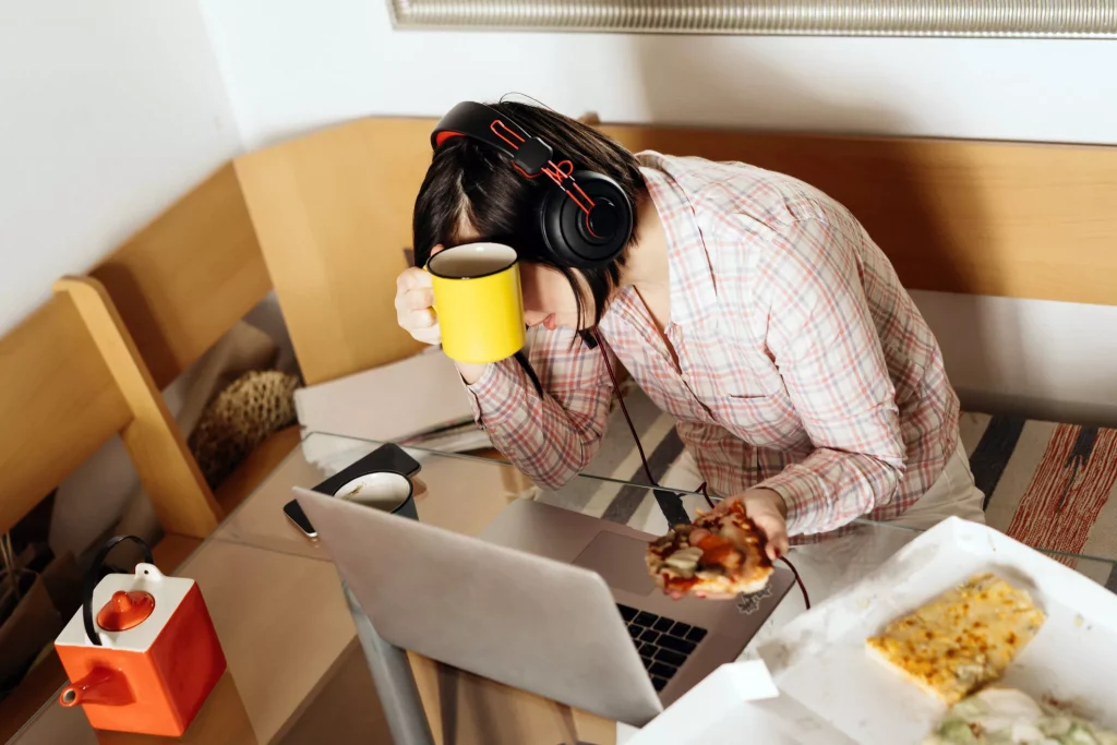 A women speaking up in a virtual meeting